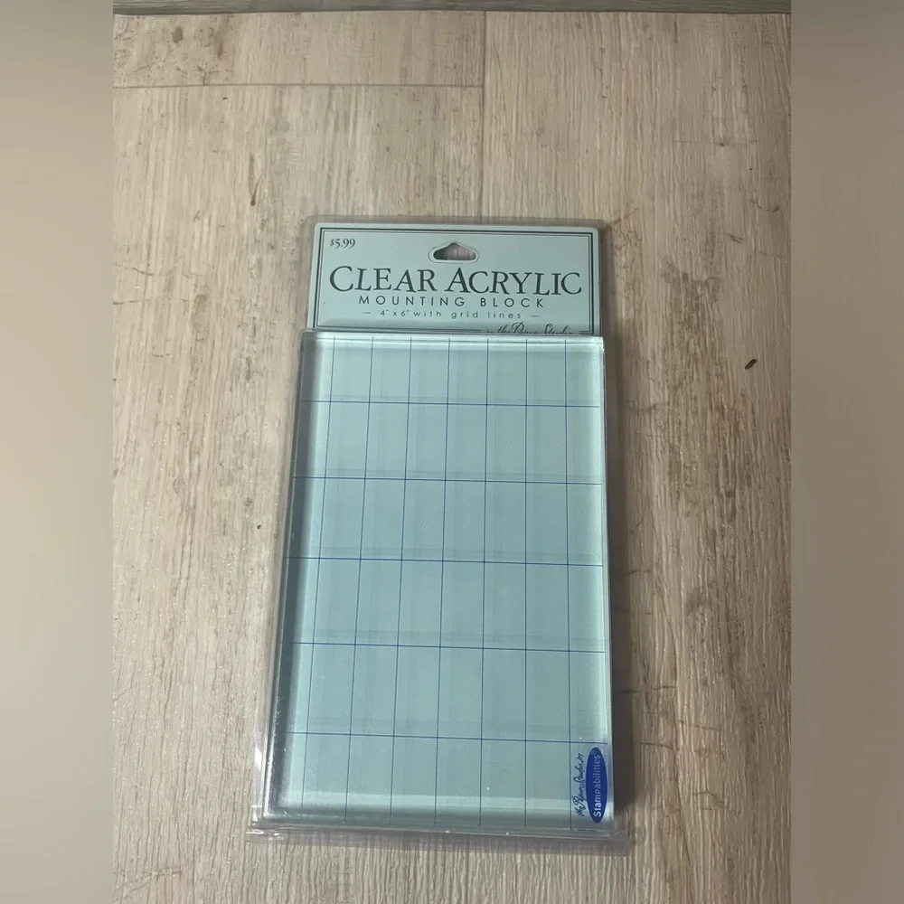 Stampabilities Stampology lot of 3 Acrylic Mounting Block Grid Lines quilt stamp